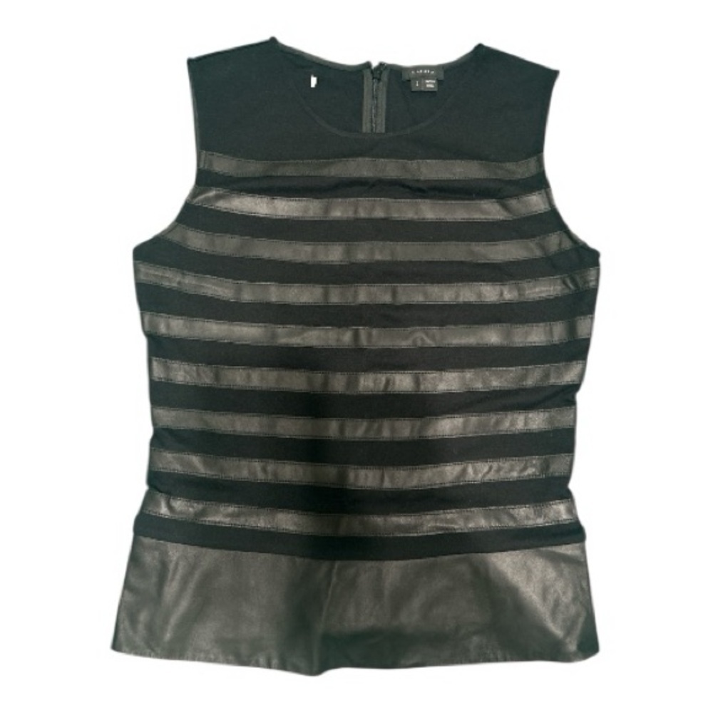 Black Sleeveless Striped Top - Picture 2 of 6